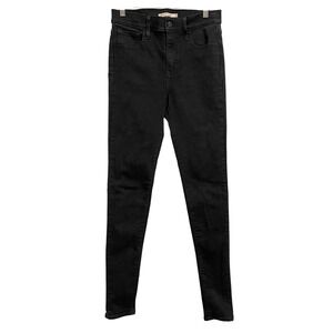 Levis 720 High Rise Super Skinny Jeans Womens 28 Black Stretch Denim Dark Wash